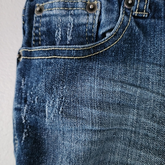 PARIS BLUES Blue Denim Jean Shorts Faded Midwash Blue Jeans Cuffed Hem Size 3 - Picture 8 of 17